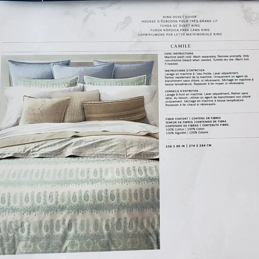 NWT - Ralph Lauren Camille Paisley King Duvet Cover - Blue., Green and Cream